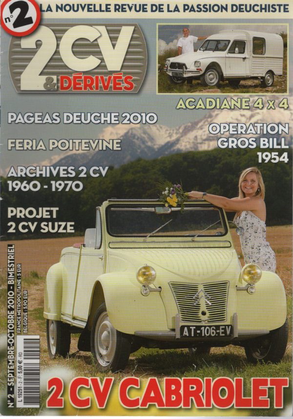 2CV & DERIVES 2 CITROEN 2CV CABRIOLET AZELLE 1958 CITROEN ACADIANE 4X4 VOISIN #2 REVUE MAGAZINE