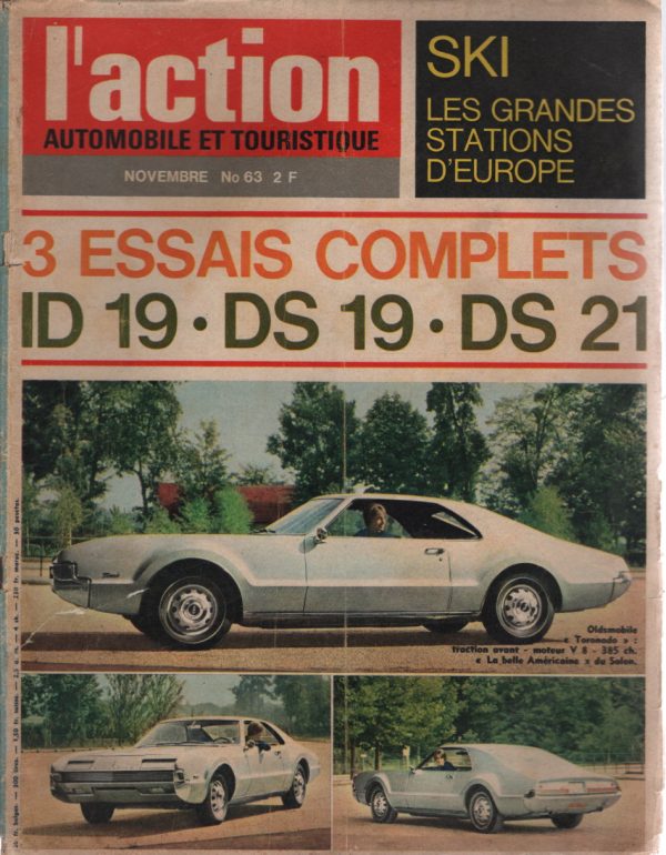 L'ACTION AUTOMOBILE ET TOURISTIQUE 63 1965 CITROEN ID19 CITROEN DS19 CITROEN DS21 TRIUMPH SPITFIRE MK2 AUSTIN HEALEY SPRITE MK3 SIMCA 1000 COUPE OLDSMOBILE TORONADO #63 REVUE MAGAZINE