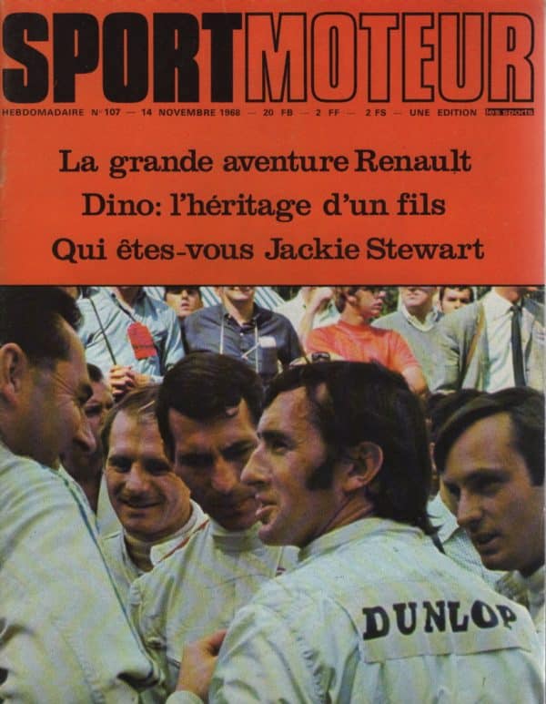 SPORT MOTEUR 107 1968 ESSAI CITROEN AMI 6 FORD 20 MXL MATRA MS10 JACKIE STEWART TOUR DE BELGIQUE TOUR DE CORSE DINO 206 GT #107 REVUE MAGAZINE SPORTMOTEUR