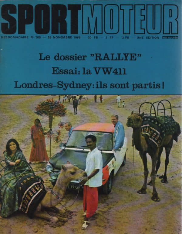 SPORT MOTEUR 109 1968 VOLKSWAGEN 411 MERCEDES 250 C W114 MERCEDES 250 CE LONDON SYDNEY MARATHON RALLYE DE GRANDE BRETAGNE RALLYE DES CEVENNES VIC ELFORD GIACOMO AGOSTINI #109 REVUE MAGAZINE SPORTMOTEUR