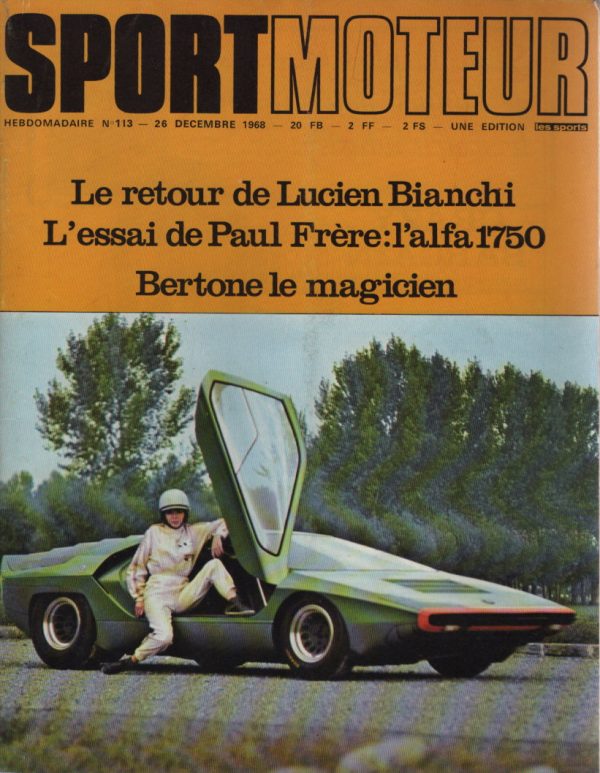 SPORT MOTEUR 113 1968 ESSAI ALFA ROMEO 1750 NUCCIO BERTONE LONDON SYDNEY MARATHON NIC JANSEN #113 REVUE MAGAZINE SPORTMOTEUR