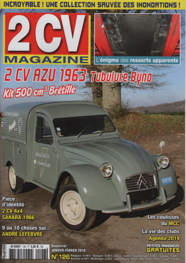 2CV MAGAZINE 126 CITROEN 2CV AZ 1954 CITROEN 2CV AZU 1963 MCC MEHARI CLUB CASSIS CITROEN 2CV 4X4 SAHARA 1966 #126 REVUE